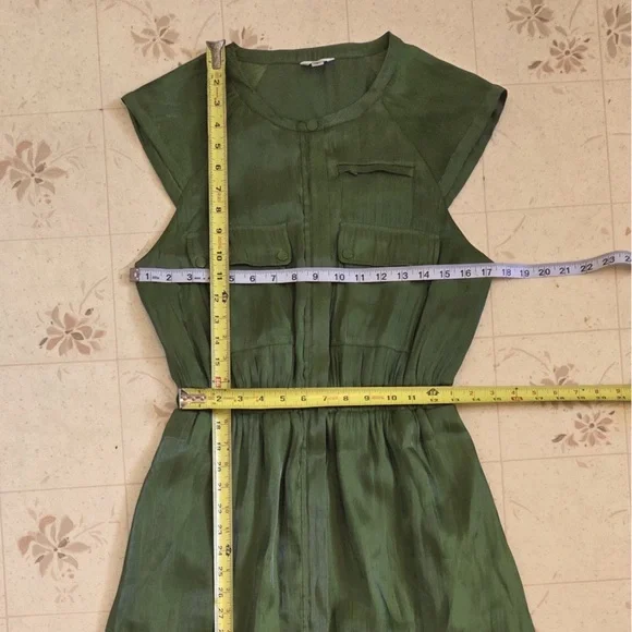 Guess Olive Green Military Style Cargo alike Pockets Maxi Dress - Picture 4 of 6